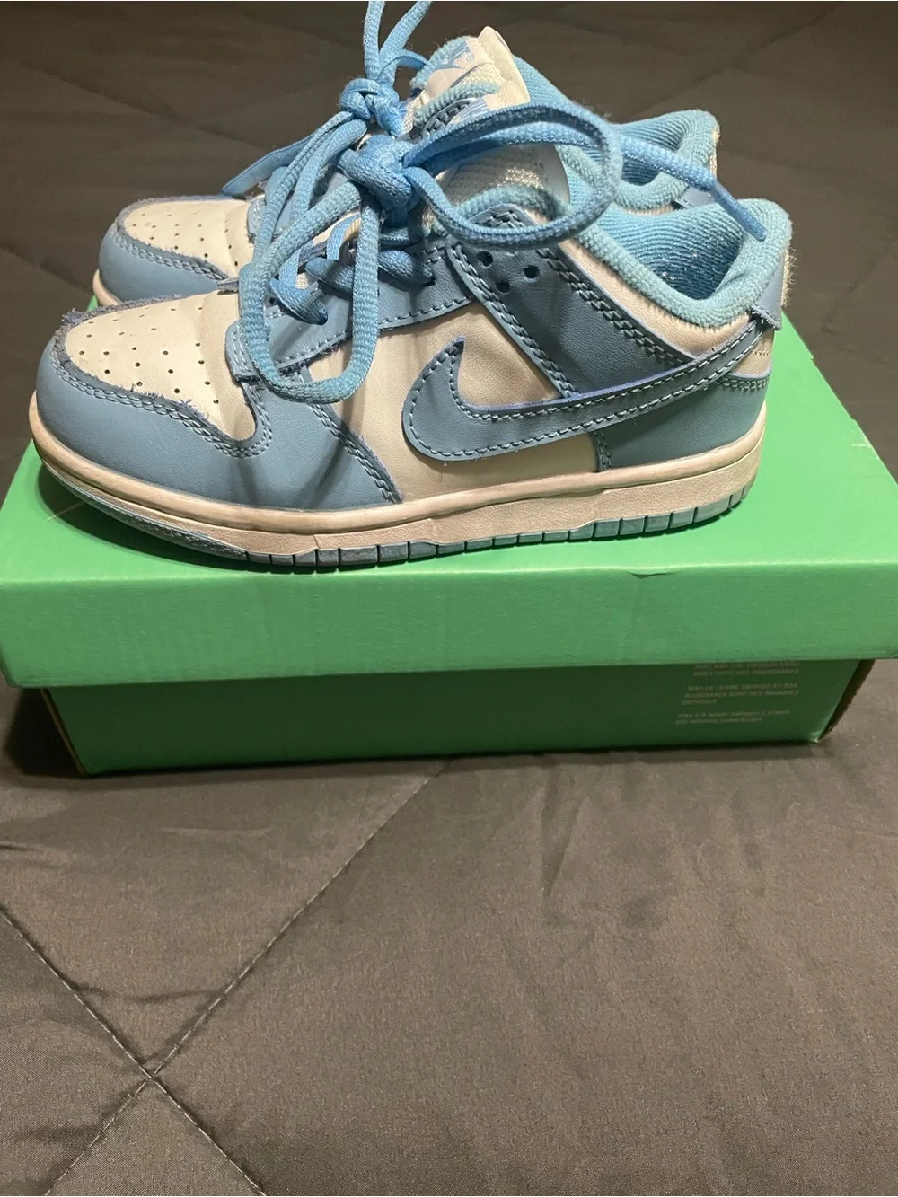 Nike Kids SB Dunk Light Blue and White Low-Top Sneakers